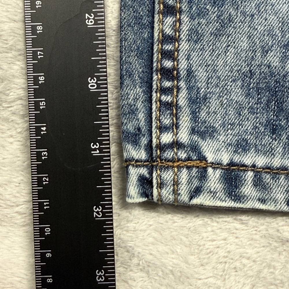 Smoke Rise Jeans Mens 44x32 Blue Acid Wash Distressed Straight Leg Denim Pants - Picture 5 of 10